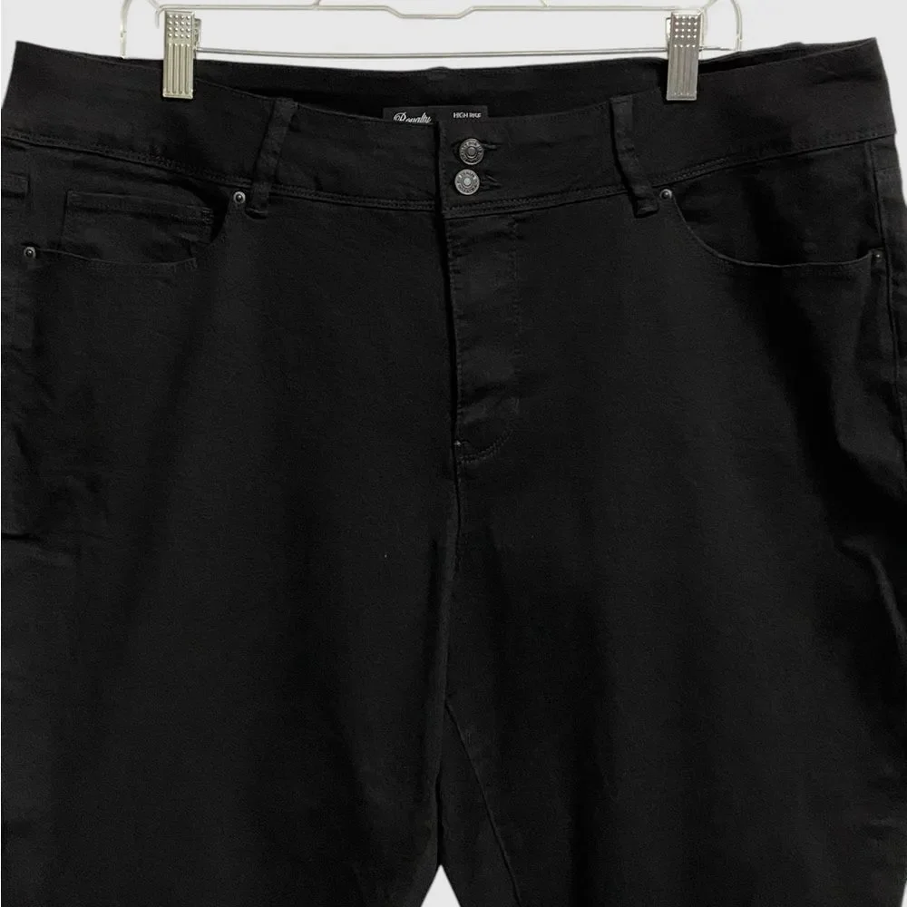 Royalty For Me Women's High Rise Ankle Skinny Jeans Size 20W Black Cuffed Hem